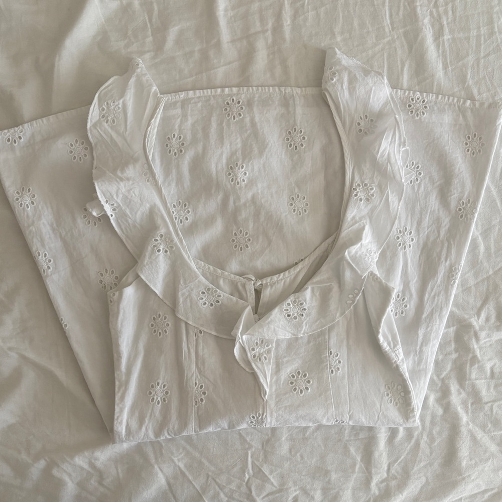 100% LINEN Princess Polly White Mini Dress - Picture 11 of 12